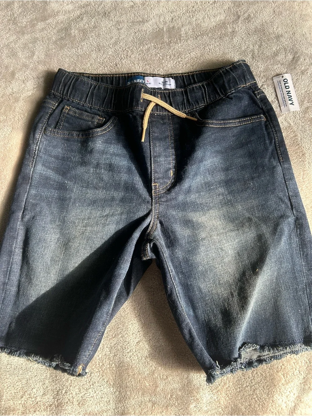 Old Navy Boys Blue Denim Pull-On Shorts - Dark & Light Wash
